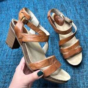 Abeo Biana Block Heel Leather Sandals in Brown Women's Size 10 Comfort Shoes